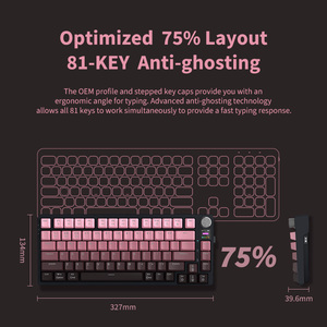 Junta inalámbrica 75% Teclado para juegos RGB 3 modos 81 teclas Teclado mecánico compacto Enchufe de intercambio en caliente Almohadillas absorbentes de sonido - Product Image 2