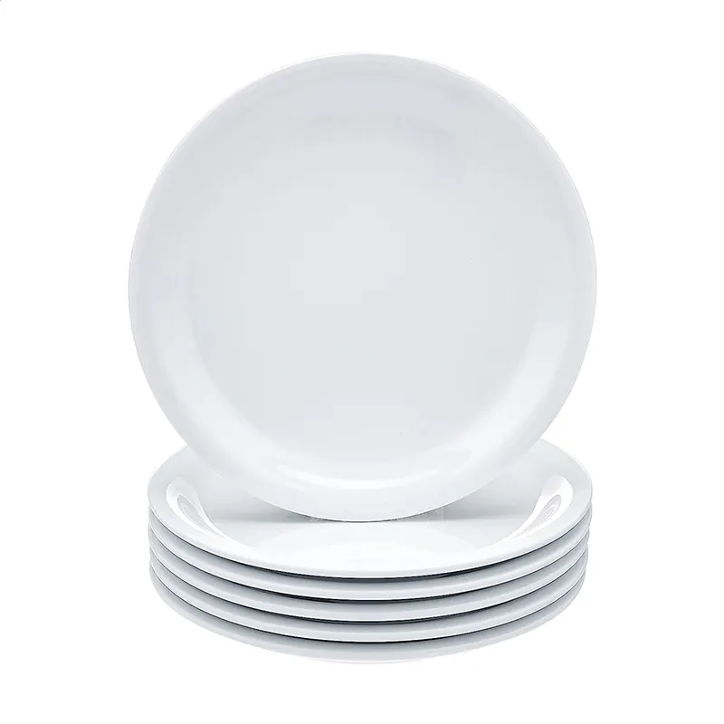 Piatti per la cena stoviglie piatti bianchi forma rotonda, perfetti per l'uso quotidiano, sala da pranzo e altre occasioni