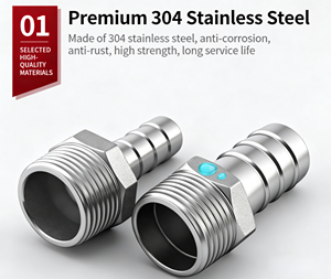 Stainless Steel <strong>Hose</strong> Barb Fittings 304 316 <strong>Male</strong> <strong>Female</strong> Thread Pipe Connector for Water Oil Gas - Product Image 3