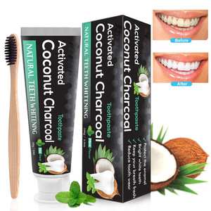 Marque privée Sans Fluorure Menthe Saveur Noix De Coco Dentifrice au Charbon actif