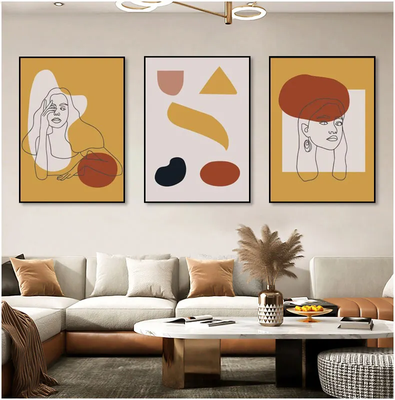 Oferta de fábrica Línea abstracta moderna Decoración del hogar Pintura de pared