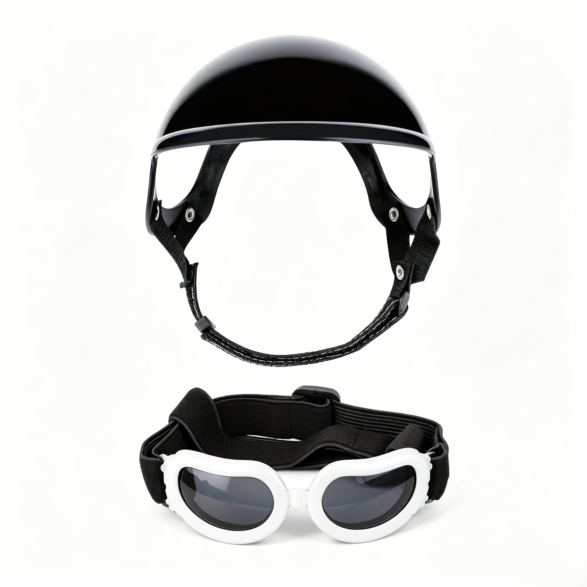Black helmet + White goggles