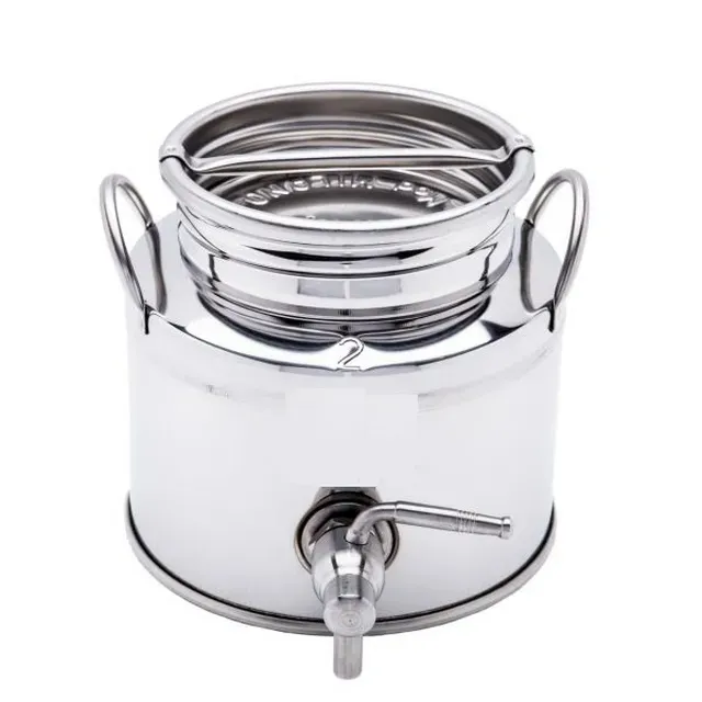 Elegant 3-Liter 18/10 Stainless Steel Drum with Side Handles and Screw Cap for Optimal Wine olive oil water alcohol Preservation