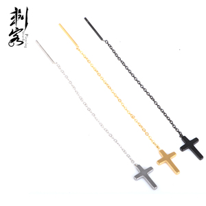 Cặp của 316L thép phẫu thuật miễn phí rơi threader Bông tai với duy nhất chéo dangle và bài piercing cơ thể đồ trang sức - Product Image 2