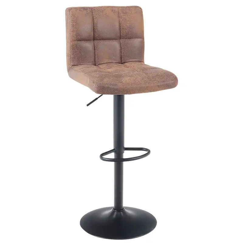 Cadeira de barra com descanso traseiro, alta qualidade, barata, moderna, ajustável, marrom, silla, couro sintético, giratório, barra, cadeira com descanso da parte traseira