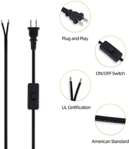 SPT-2 18AWG สายไฟกระแสสลับพร้อมสวิตช์1.8ม. AC ปลั๊กตัวผู้2ปลายสายไฟชุบดีบุกพร้อมปลั๊กและสายสวิตช์ - Product Image 4