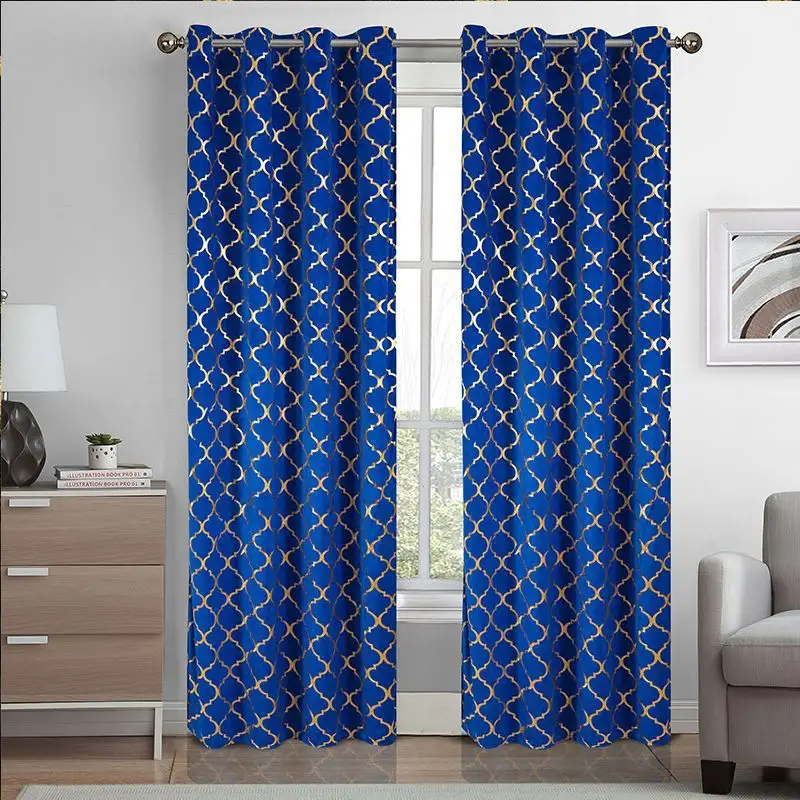 Hot sale latest design home decoration modern style printed curtain of gold foiled wholesale