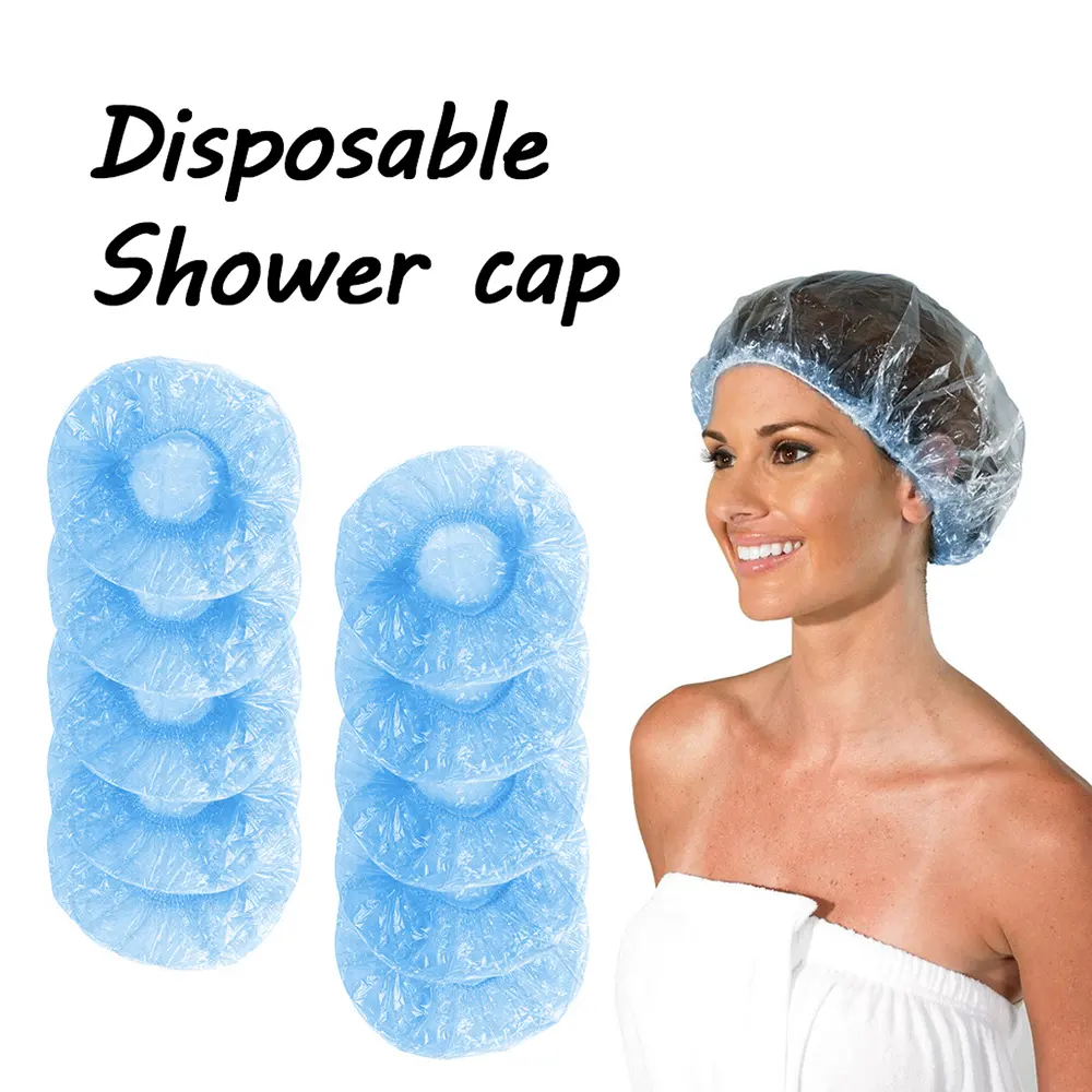 Alta qualidade barato impermeável hotel banho salão cabelo cap transparente cabelo tampa descartáveis chuveiro tampas
