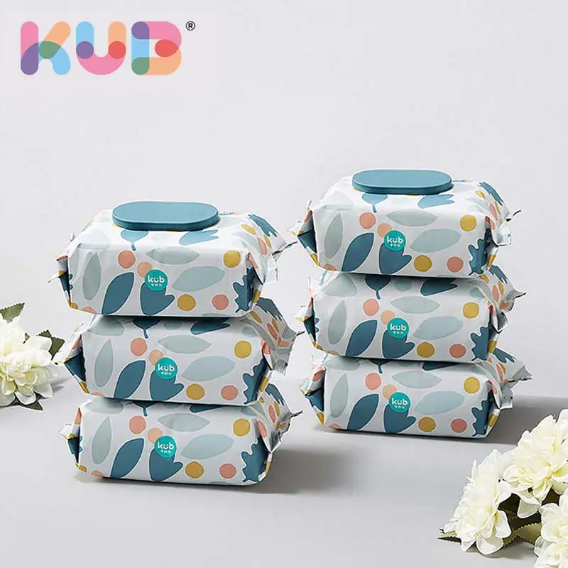 KUB-Lingettes humides en tissu spunlace épaissi bio pour bébé, peau sensible, nettoyage, vente en gros en stock, 80 pièces