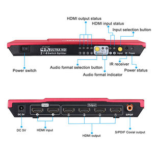 TESmart 2 Entrada 4 Salida HDMI Switch Splitter 2X4 HDMI Matrix Soporte 4K 30HZ Soporte EDID CEC Video Switcher