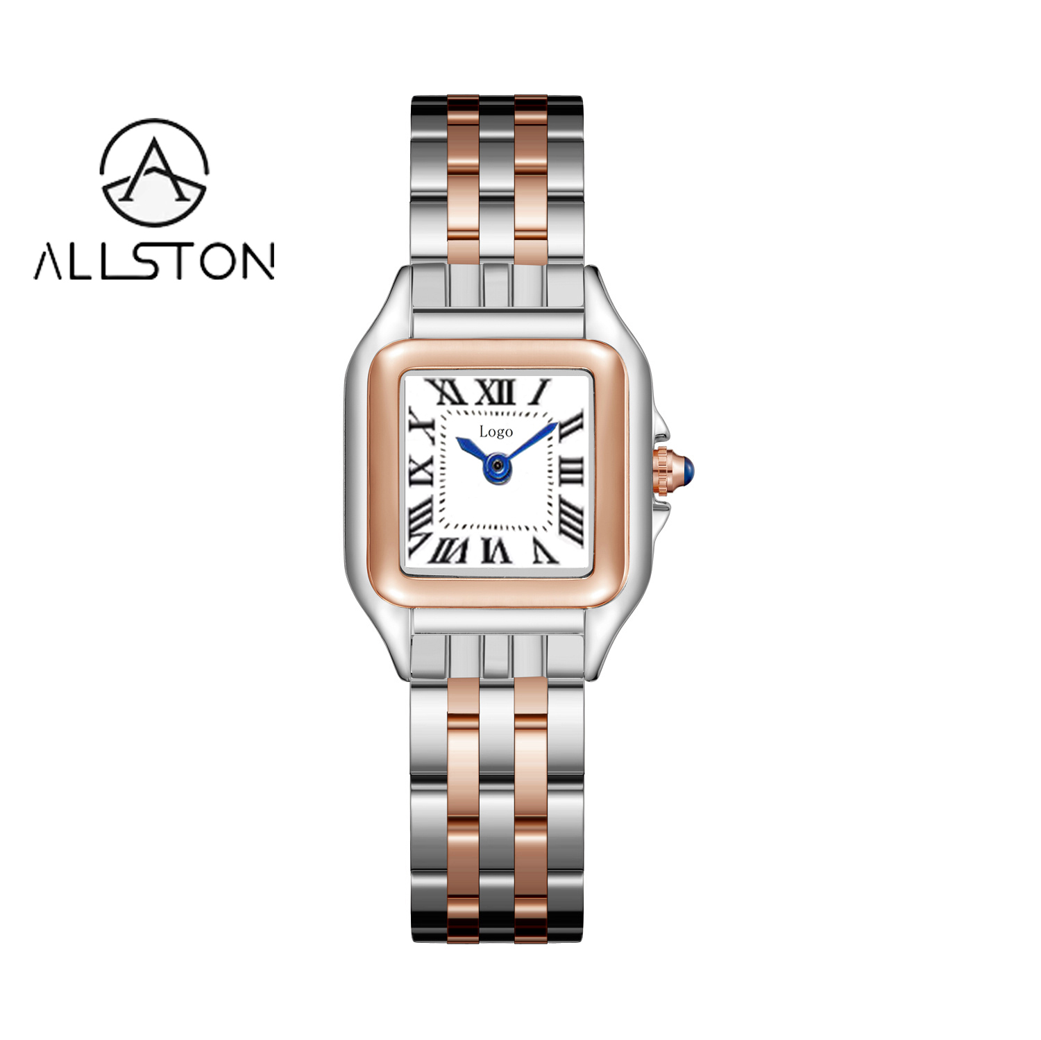 Cassa in argento oro rosa+quadrante bianco 05