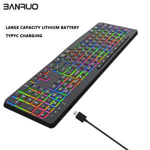 104 Keys Bluetooth Rechargeable RGB Backlit Wireless <strong>Keyboard</strong> and <strong>Mouse</strong> with Tablet <strong>Computer</strong> <strong>Keyboard</strong> and <strong>Mouse</strong> with Palm Rest - Product Image 5