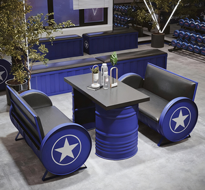 Sàn sofa yên tĩnh thanh cổ điển phong cách công nghiệp sắt ăn lẩu nhà hàng dầu trống Bàn và ghế kết hợp bán buôn - Product Image 3