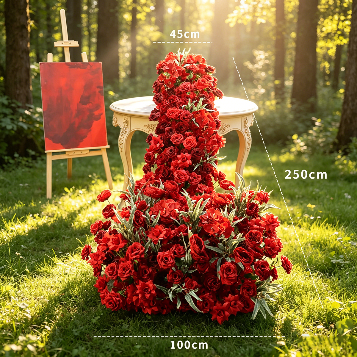 25m red austin rose waterfall flower-no shelf suction cup