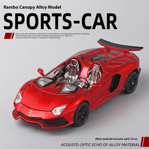 Cabrio spor araba 1:32 Diecast Metal Model ses ve ışık geri çekin oyuncak tekerlekler hediye ile çocuk ölçekli Model arabalar için - Product Image 2