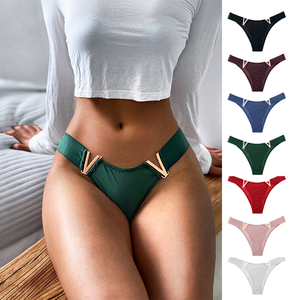 2023 Calcinha Tanga Cintura Baixa Secreta <span class=keywords><strong>V</strong></span> Letra <span class=keywords><strong>G</strong></span> Corda Lingerie Breve Calcinha Sem Costura Mulheres Roupa Interior De Seda Gelo