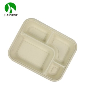 Free Sample Take <strong>Away</strong> Paper Container Salad Bowls <strong>4</strong> Compartments Disposable Sugarcane Bagasse Rectangular <strong>Box</strong> for Food Packaging - Product Image 1