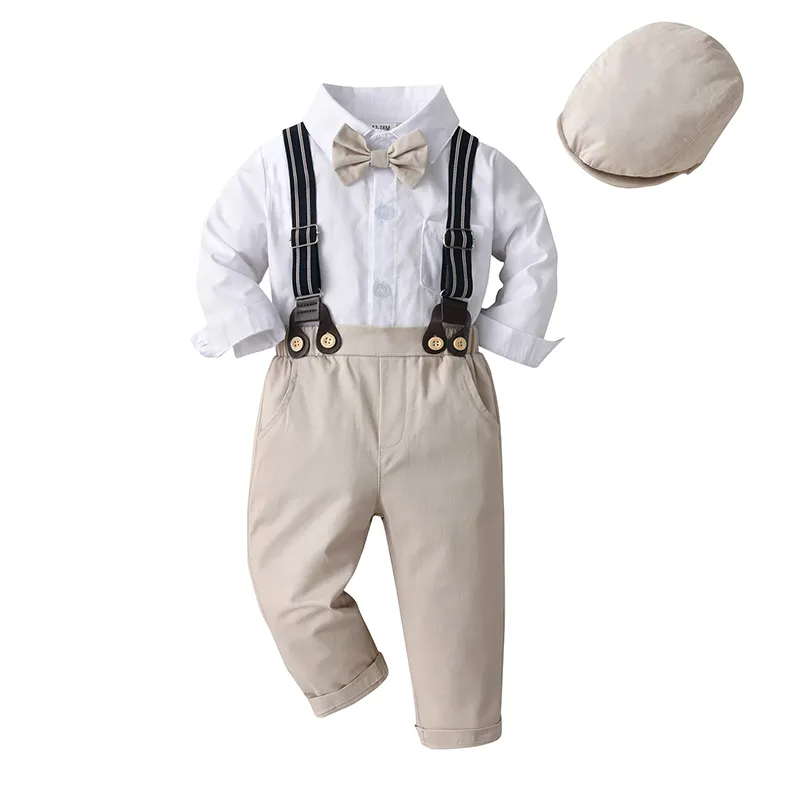 Vente en gros Costume enfant style Angleterre 95% coton barboteuse à manches longues bébé garçons vêtements pour hommes costumes pour mariage