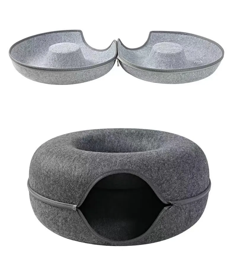 Vendita calda rotonda Cat Cave ciambella Cat Hole Cat Play Cave prezzo di fabbrica divertente ciambella Tube Toy Hole Pet Tunnel Bed