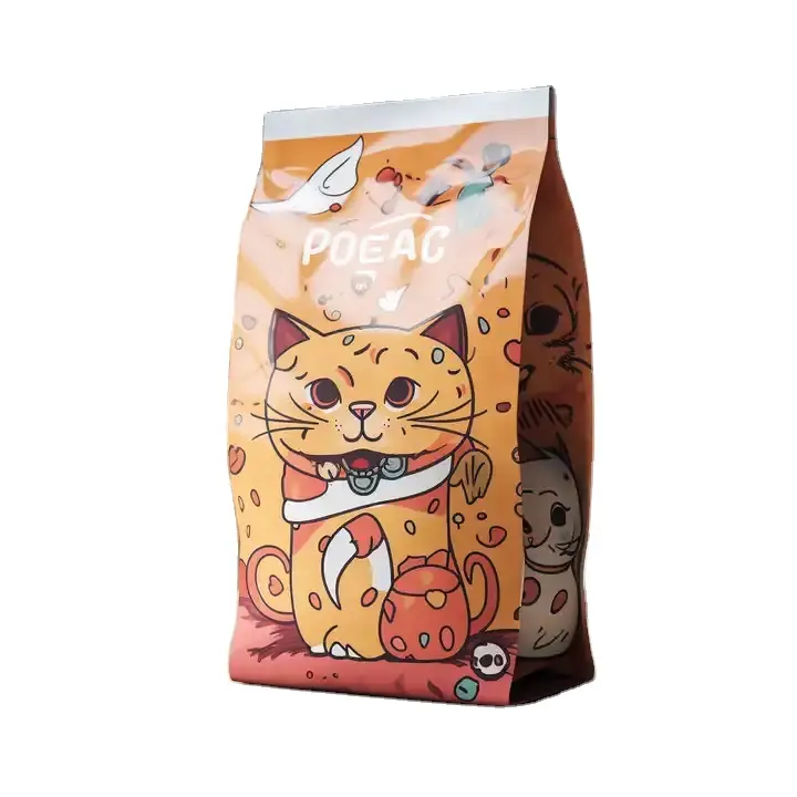 Özel baskılı toptan cıvata Giba kedi kedi maması tavuk şerit köpek maması Pet gıda ambalaj çantası poşet