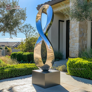 Phong cách hiện đại trừu tượng Đương Đại kim loại nghệ thuật trang trí nội thất bức tượng thép không gỉ nhẫn Infinity tác phẩm điêu khắc - Product Image 6