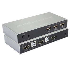4K HDMI KVM Switch 2 en 1 salida 4K60Hz HDMI USB KVM Switcher 2x1 para 2 PC Share Monitor Mouse Keyboard con controlador de escritorio - Product Image 4