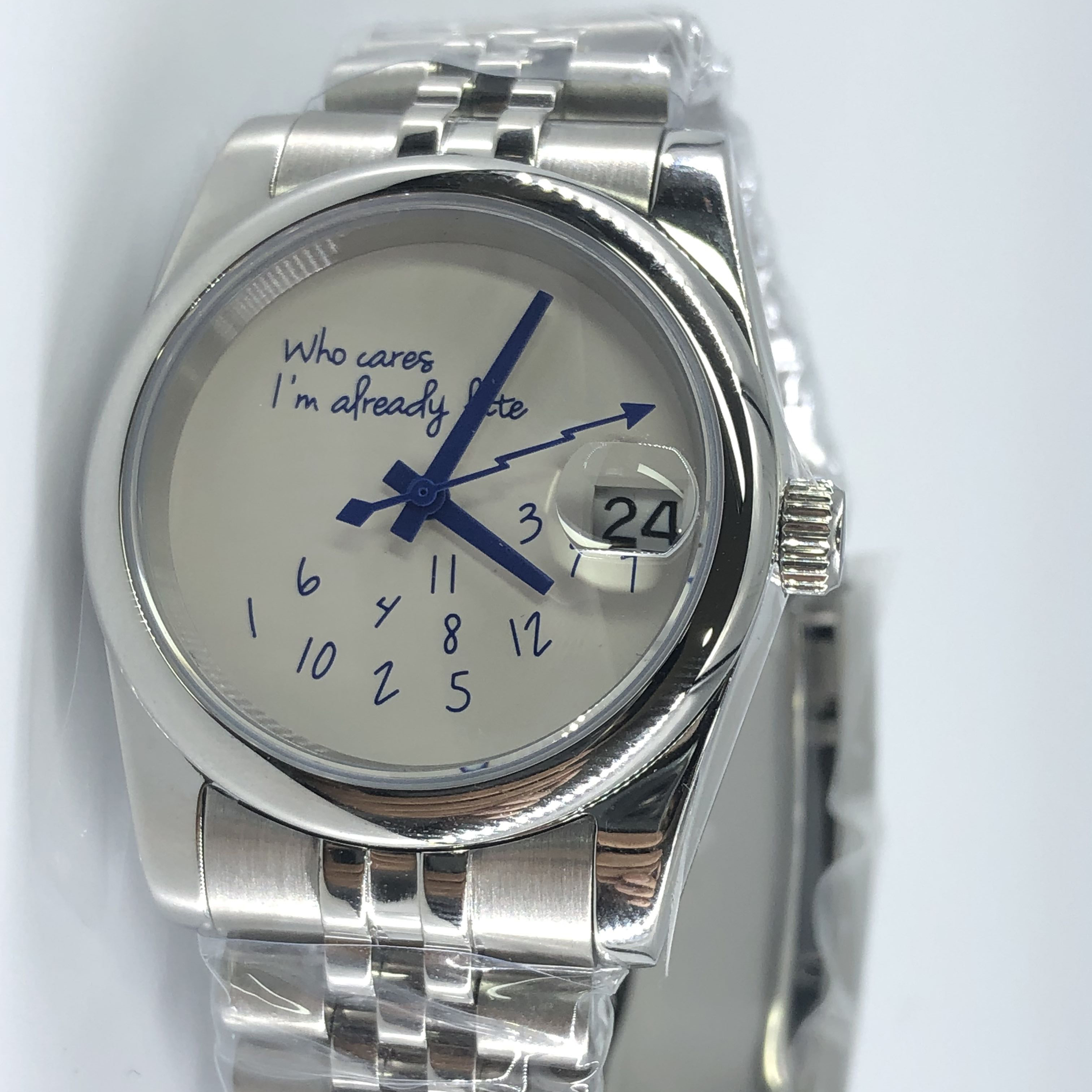 Silver case+white dial