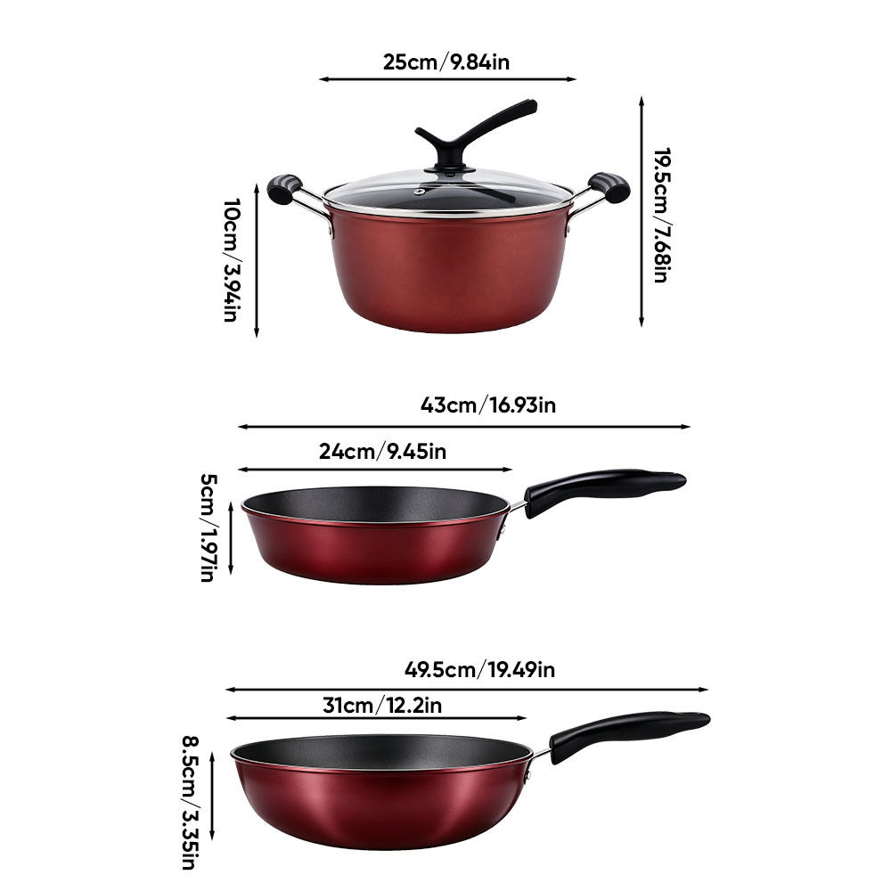 3Pcs Non-Stick Cookware Set