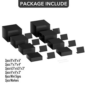 Đen Acrylic <span class=keywords><strong>Riser</strong></span> Cube thiết lập của 8 vuông thực phẩm tráng miệng hiển thị đứng cho tự chọn - Product Image 4