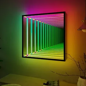 LED照明ビジュアルイリュージョンライトトンネルとミラー使用感覚パーティーの装飾RGBカラフルなLED壁取り付け用燭台3D効果装飾 - Product Image 3