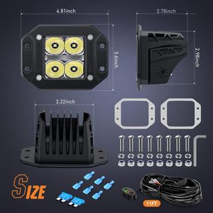 2PCSプレーンマウントLEDポッドライト、DRL、4.8インチドットビーム20W2510LMバックアップ反転ライト配線キット付きドライビングフォグライト - Product Image 2