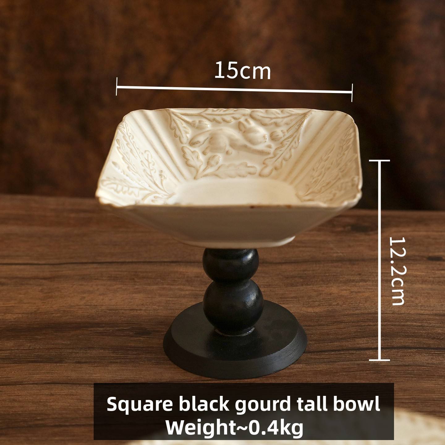 Bol carré à pied haut gourde noire