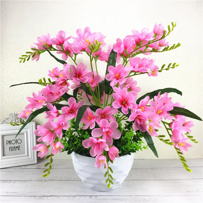 Wholesale Fashionable 9 Forks Artificial Flowers In Pot Orchid Artificial Flower Gift