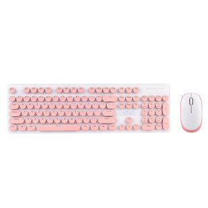 Teclado Y ratón Para PC Y portátil, Mouse inalámbrico, óptico, Punk, 2,4g, rosa, redondo - Product Image 1