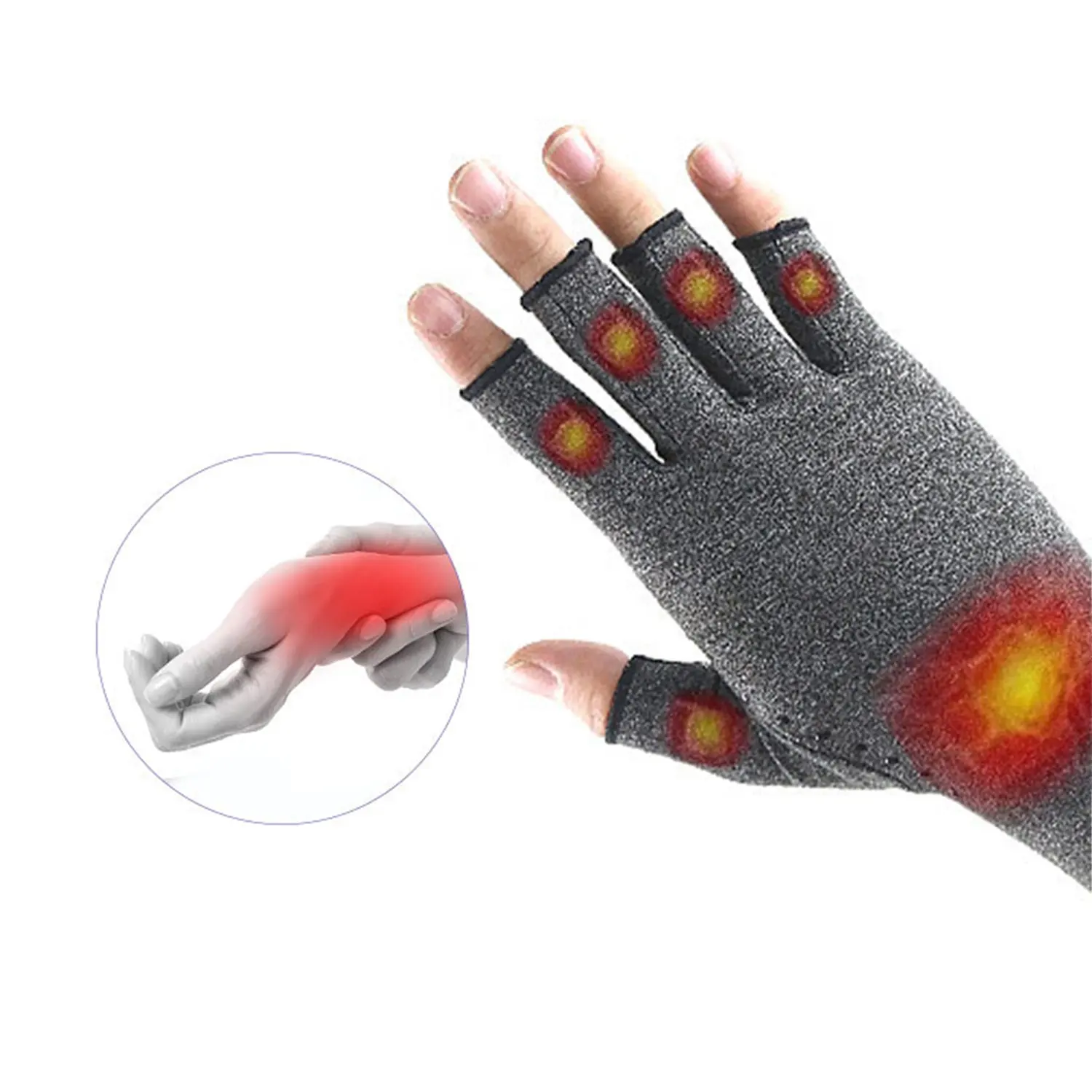 Gants de Compression d'arthrite sans doigts en coton personnalisés, soulagent l'arthrite, les rhumatismes, l'arthrose, les douleurs du canal carpien