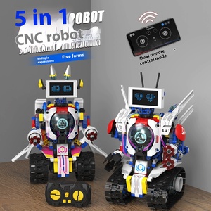 Robot de deformación eléctrica para niños, ensamblaje DIY, rompecabezas, bloques de construcción, programación, juegos de iluminación, Material plástico incluido