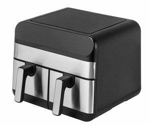 dual topf 8 vorgestellte programm hochwertige gefrostene oberfläche + ss led-display intelligente luftfritteuse tiefffritteuse 9 l luftfritteuse controller digital - Product Image 1