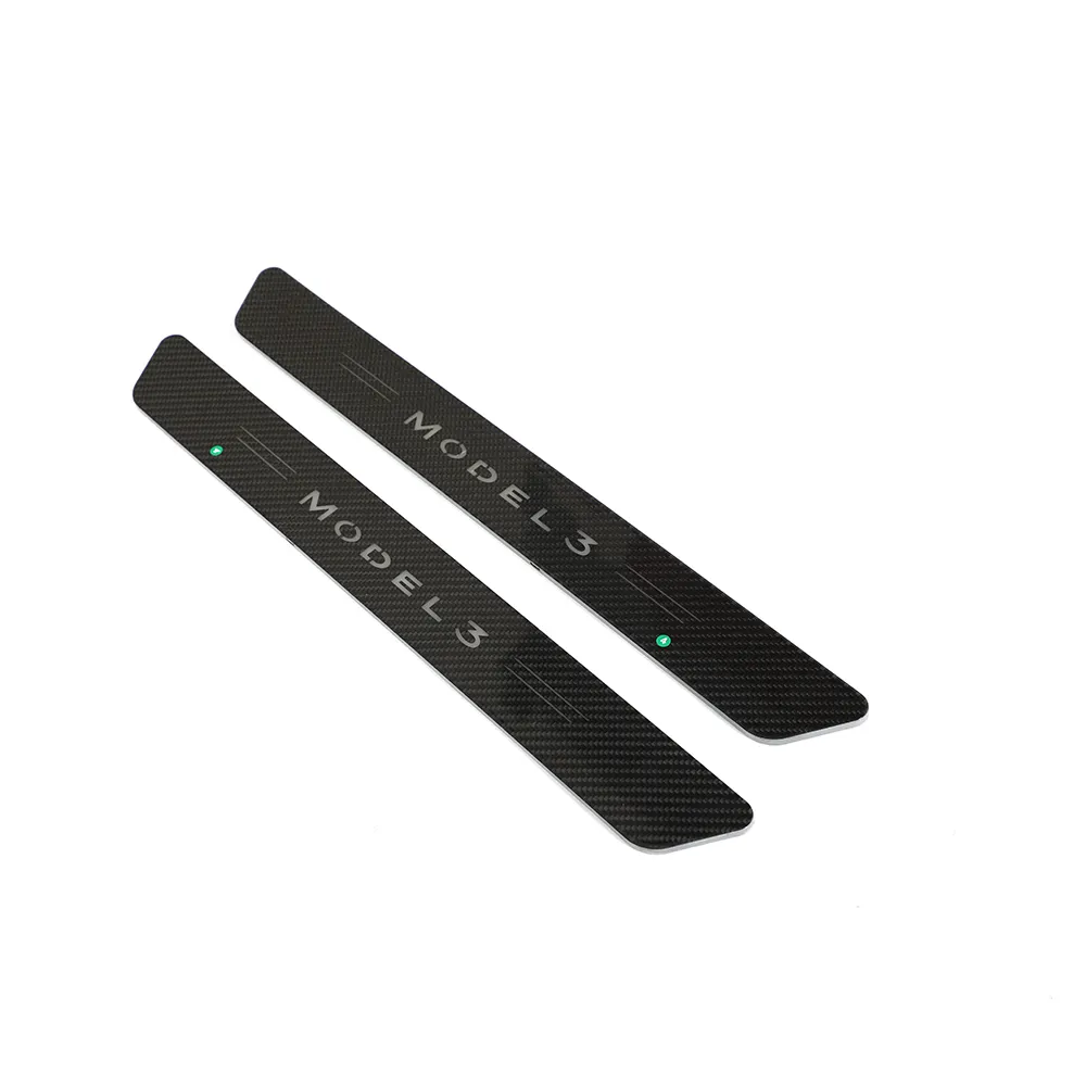 Carbon Fiber Inner and Exterior Door Sill Scuff Step Protector Cover For tesla model 3