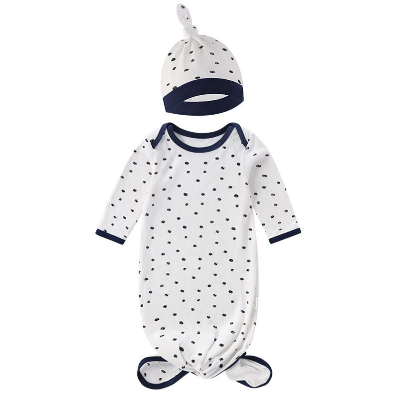 Navy blue polka dot + hat
