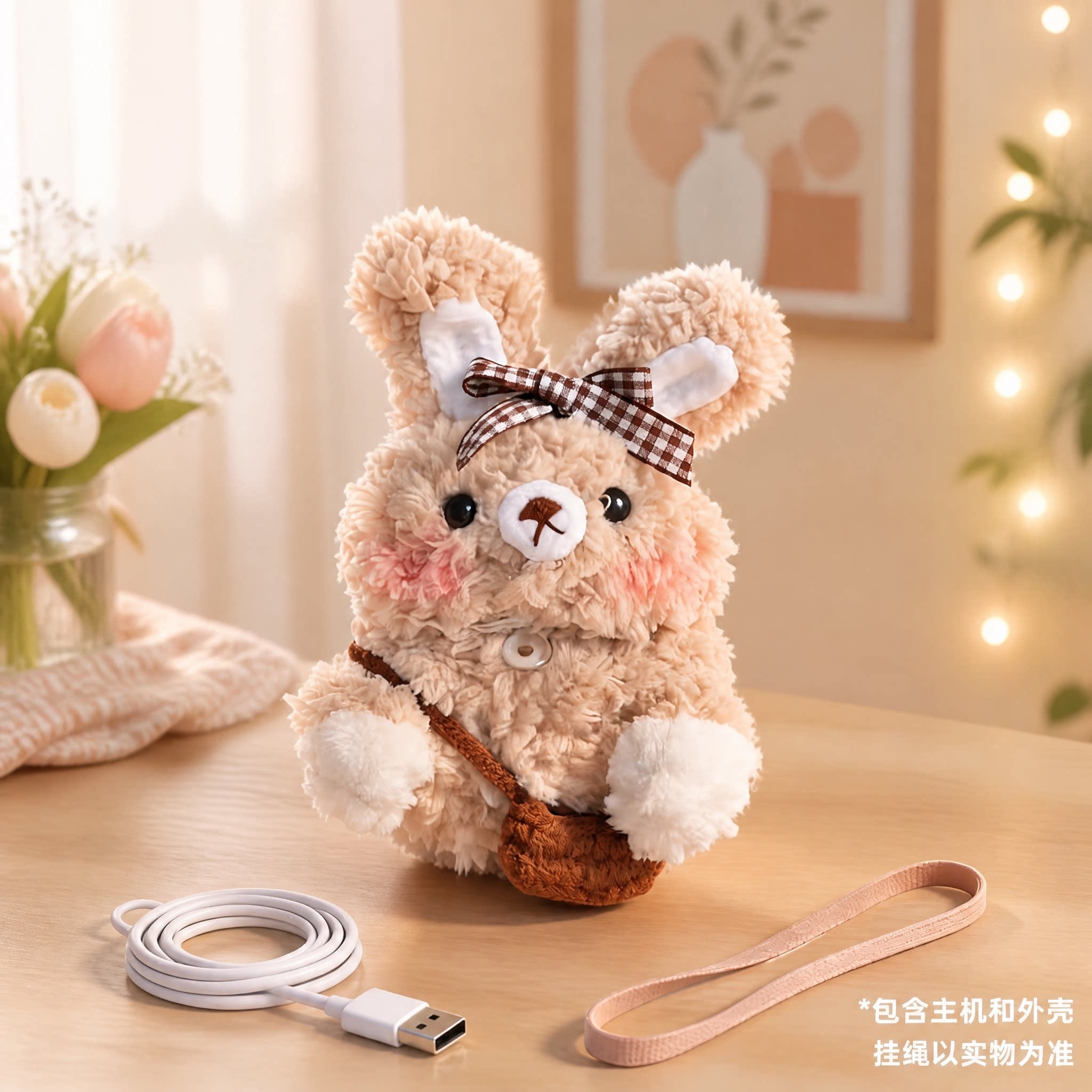 ผ้าพันคอลายสก็อต ถักโครเชต์ รุ่น Bunny-WiFi - รองรับฮอตสปอต