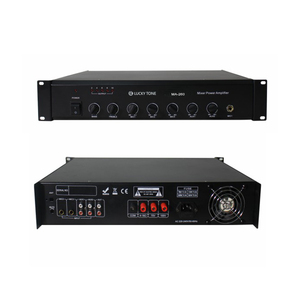 Amplificador mezclador de sistema PA de tamaño 2U de 360W con entradas de micrófono y auxiliar para audio comercial