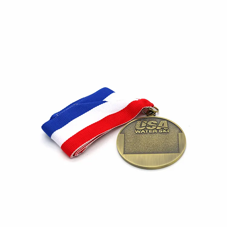 Medali olahraga kustom kualitas tinggi medali 2D Ski air antik medali perunggu Professional Medallion medali