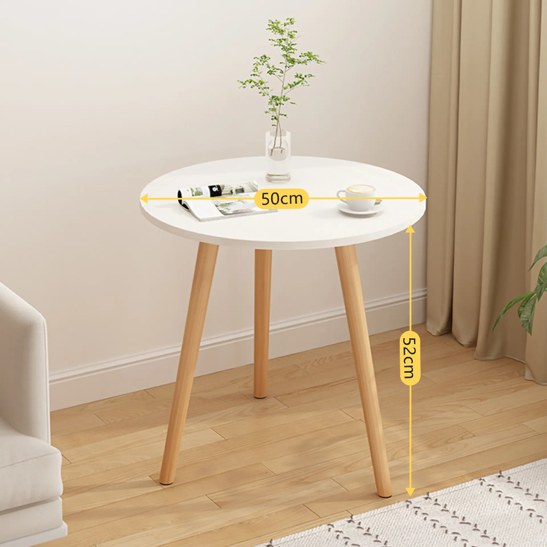 JOY, venta directa de fábrica, mesa de centro de madera de estilo nórdico para el hogar, mesa de centro sencilla redonda moderna de doble capa para decoración del hogar