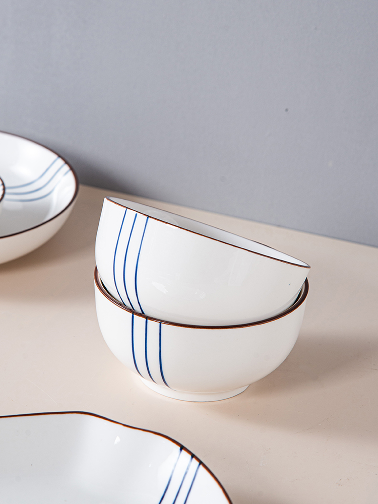 Nordic Ceramic Dinnerware Set Bowl Sauce Dish Plate Soup Spoon Gold Plating Dumpling Dish Porcelain Dinner Sets Tableware Sets