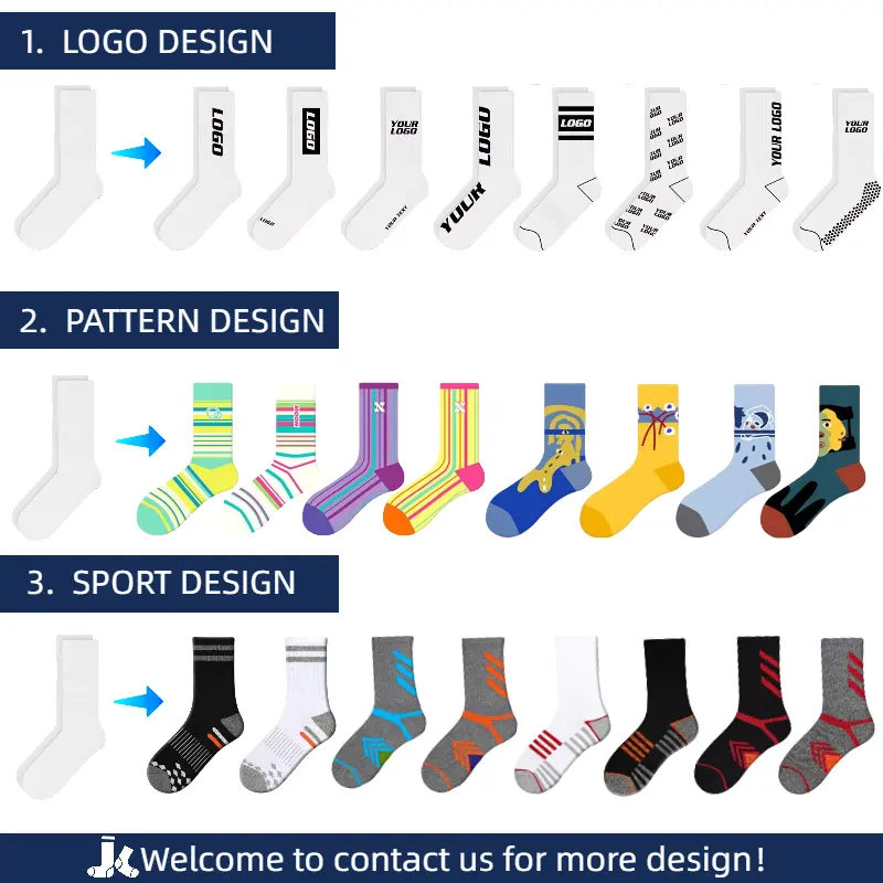 Low MOQ Custom Classic Characteristic Pattern Logo Print Breathable Cotton Crew Socks