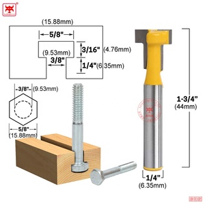 1/2 "1/4" Shank t-slot kesici yönlendirici Bit seti anahtar delikli yakıt deposu kapağı Bit Hex cıvata T freze ahşap için kesici ağaç İşleme aleti - Product Image 4