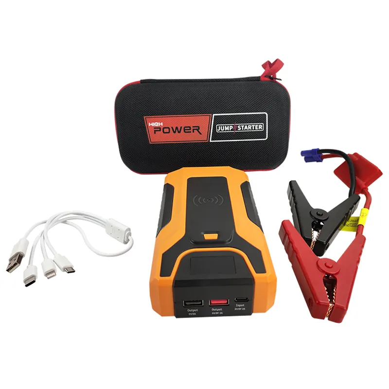 12V 8000mAh Jump Starter Lithium Battery Car Battery with Air Compressor 3-in-1 Mobile Cable Wireless Power Bank