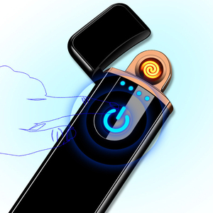 定制LOGO新款超薄<span class=keywords><strong>USB</strong></span>触摸屏电子小型电动打火机男士礼品