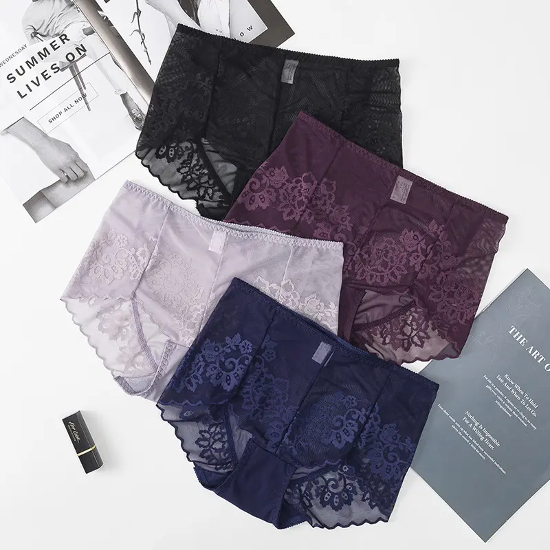 Lingerie de grande taille qui soulève les hanches, sous-vêtements pour femmes, culotte sexy en dentelle à taille moyenne, en vrac avec design creux