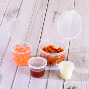Toptan 4oz temizle tek kullanımlık plastik sos/gıda fincan/kase/konteyner kapaklı üretici/tedarikçi
